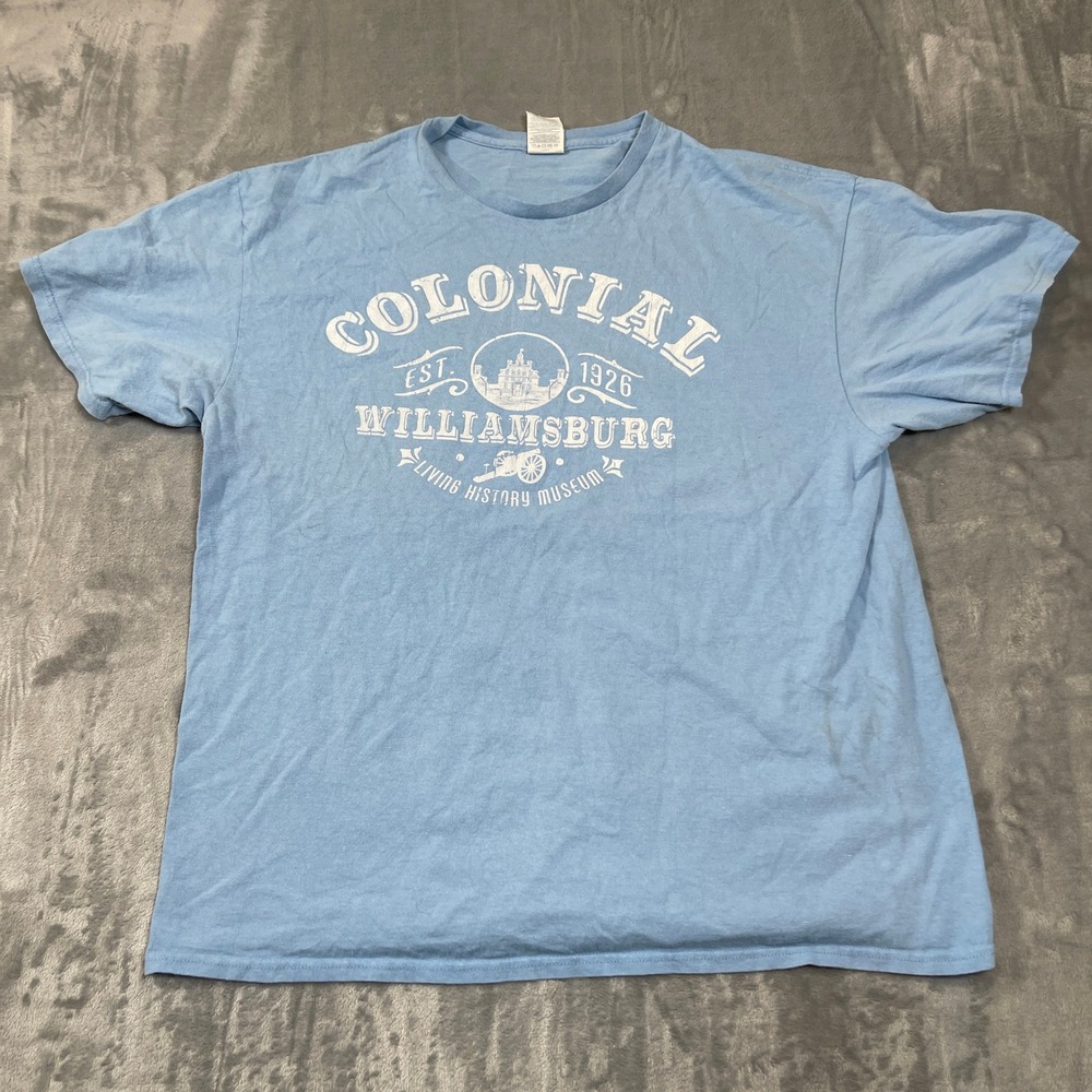 Colonial Williamsburg Living History Museum Graphic T-Shirt Blue Mens XL Delta